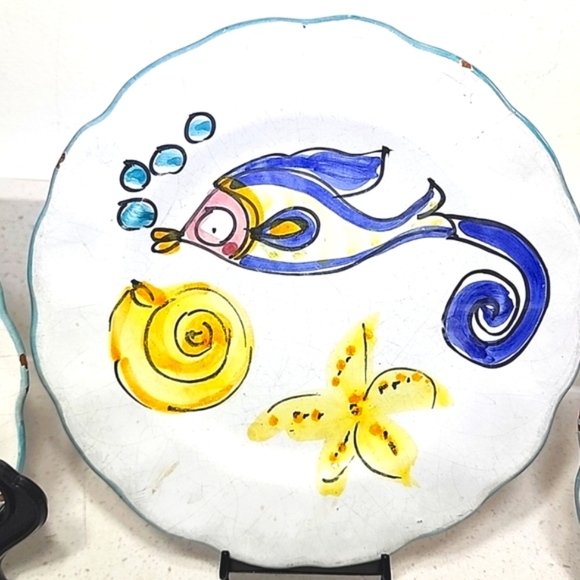 Vintage Set Of 4 Plates Hand-Painted In Italy - Picture 3 of 12